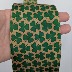 Fun & Festive Green and Gold Clover Themed St. Paddy's Day Tie St Patrick's Day